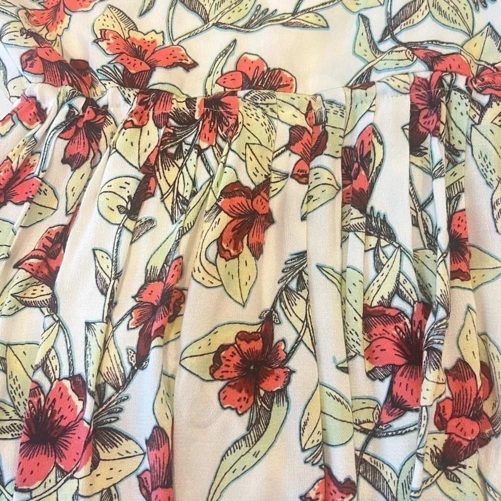 Free People Dear You Floral Ruffle Mini Dress Size XS Ivory Multicolor